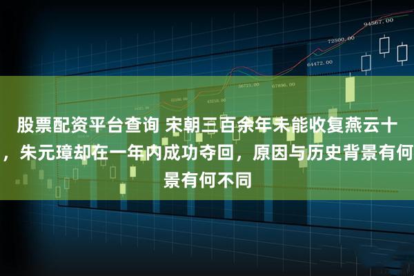 股票配资平台查询 宋朝三百余年未能收复燕云十六州，朱元璋却在一年内成功夺回，原因与历史背景有何不同